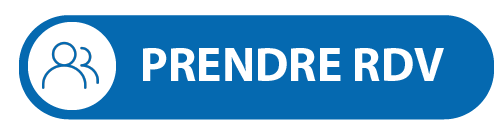 Bouton bleu avec texte "PRENDRE RDV" en blanc sur fond coloré.